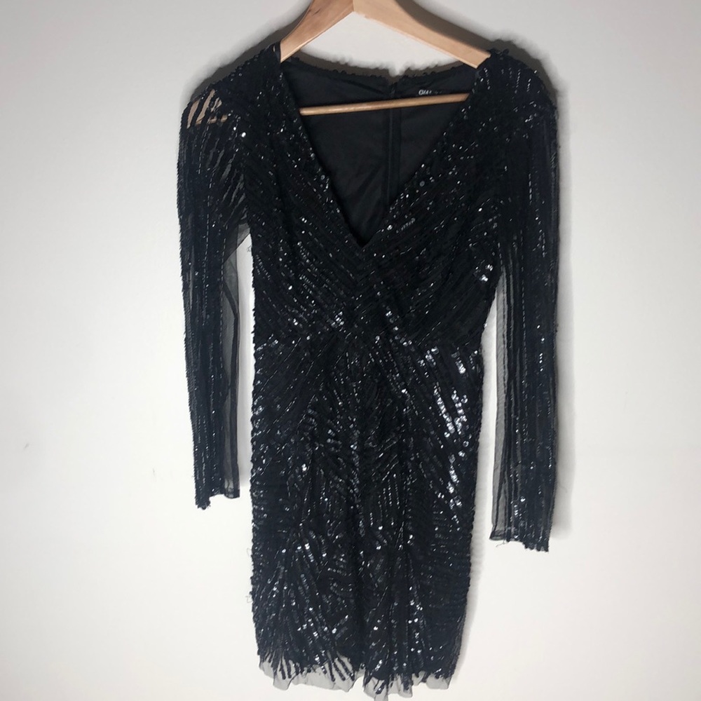 Black Midi Sequenced Dress